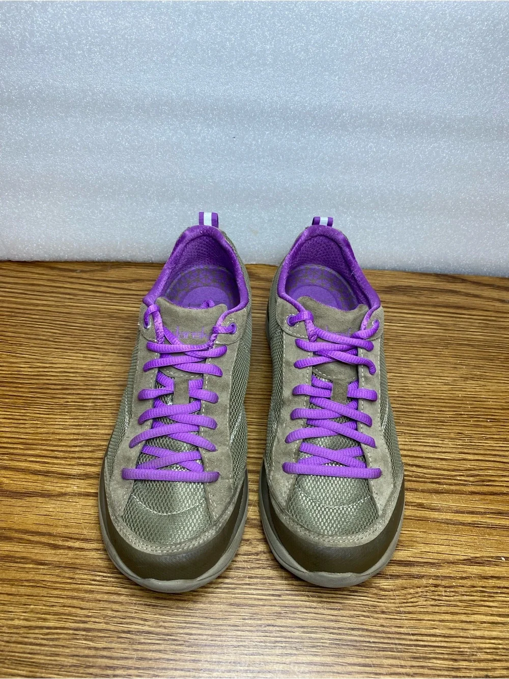 Dansko Sabrina Gray Purple Leather Suede Sneakers Shoes Women's 38 Size 7.5 - 8